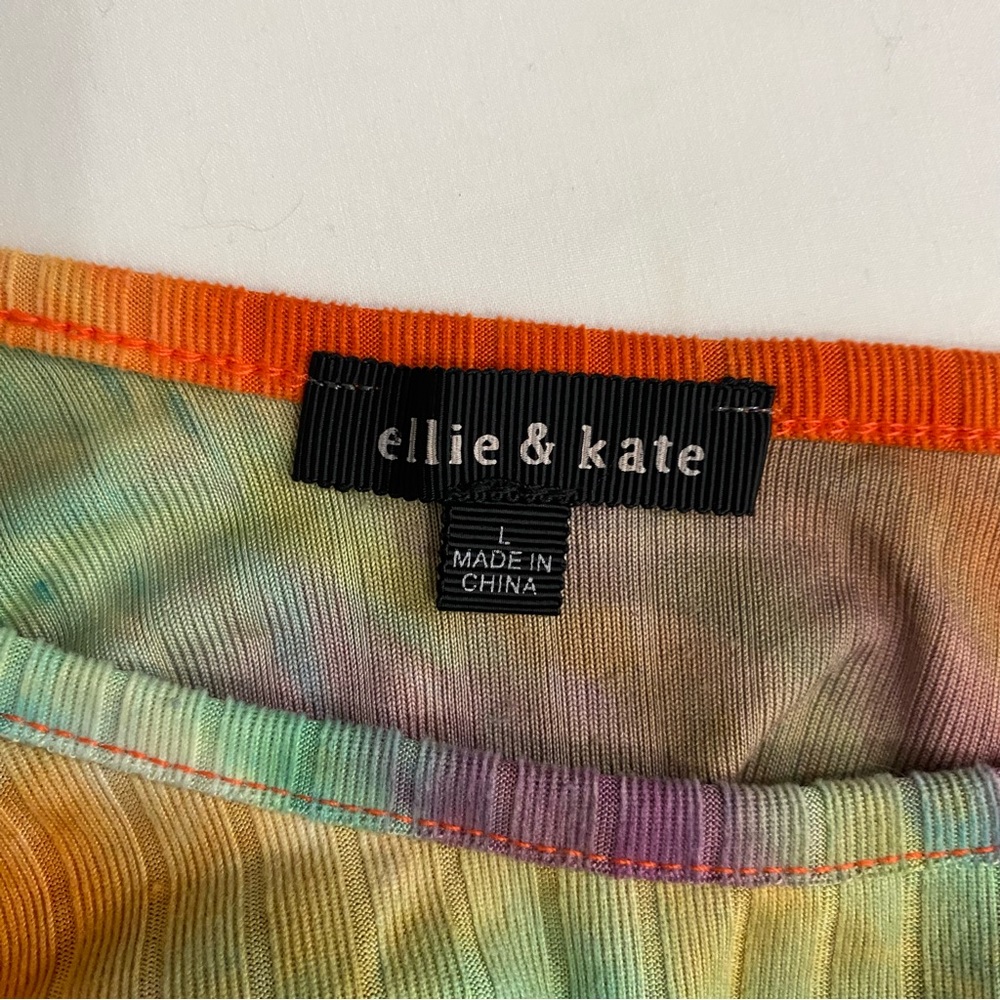Ellie & Kate Crop Top & Leggings Sweatsuit Set Tie Dye Women’s Large Rainbow - Picture 7 of 13